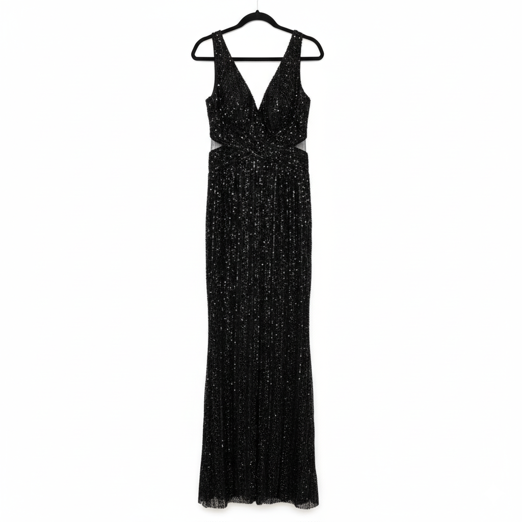 GIM BEGI Black Sequence Gown Haute Couture Dress