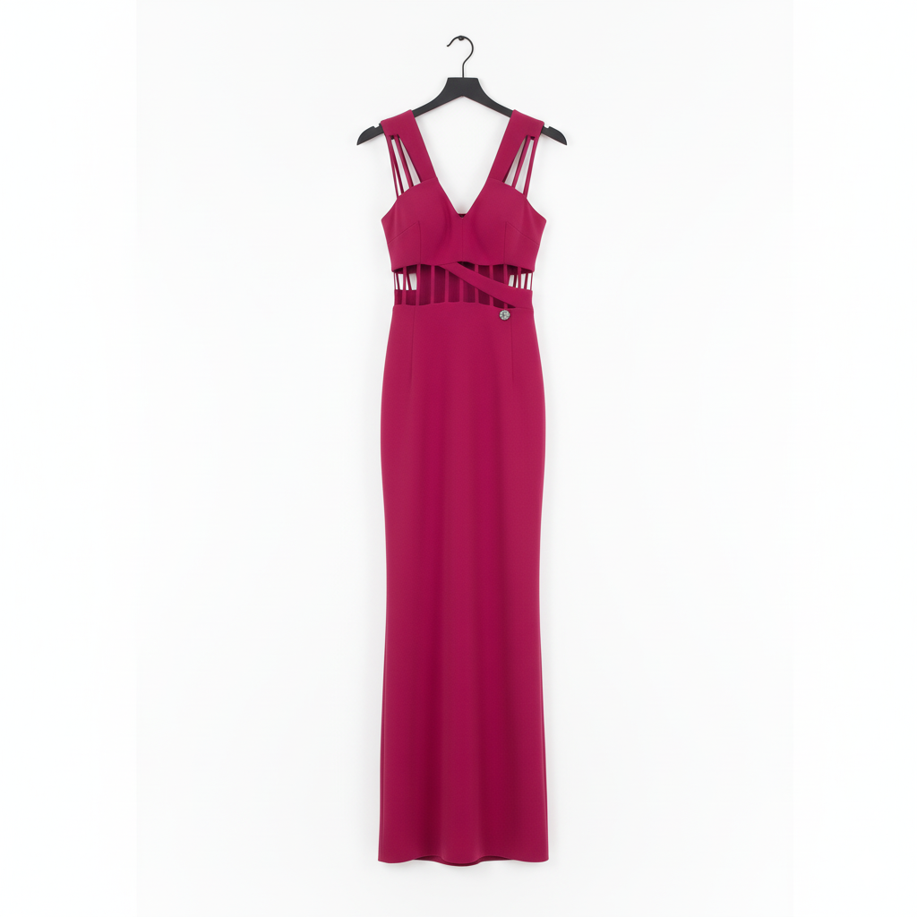 MANGANO Pink Long Dress Stretch.