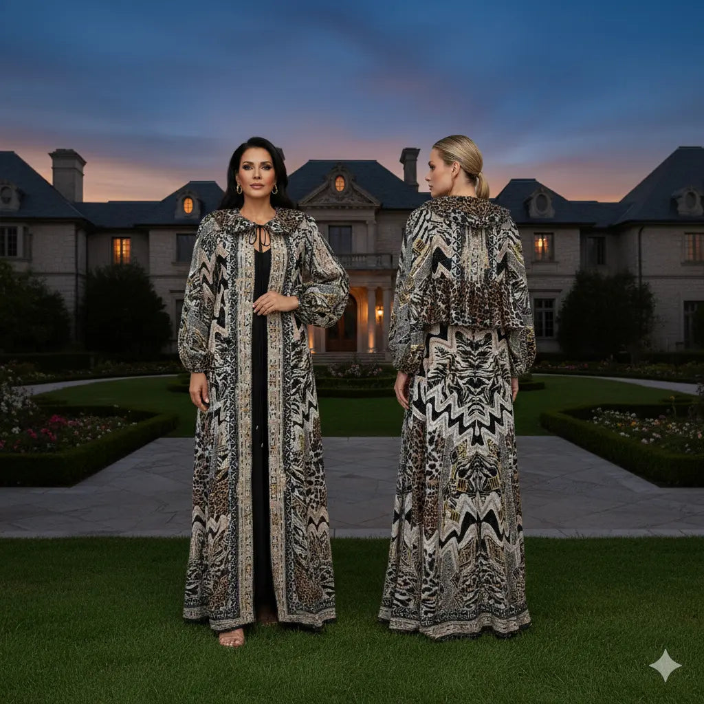 Tiger Long Top Kimono. Long in the back. Marcella Acosta Couture Collection