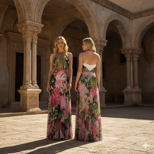 Marcella Acosta GENESE Long Flower Chiffon Dress