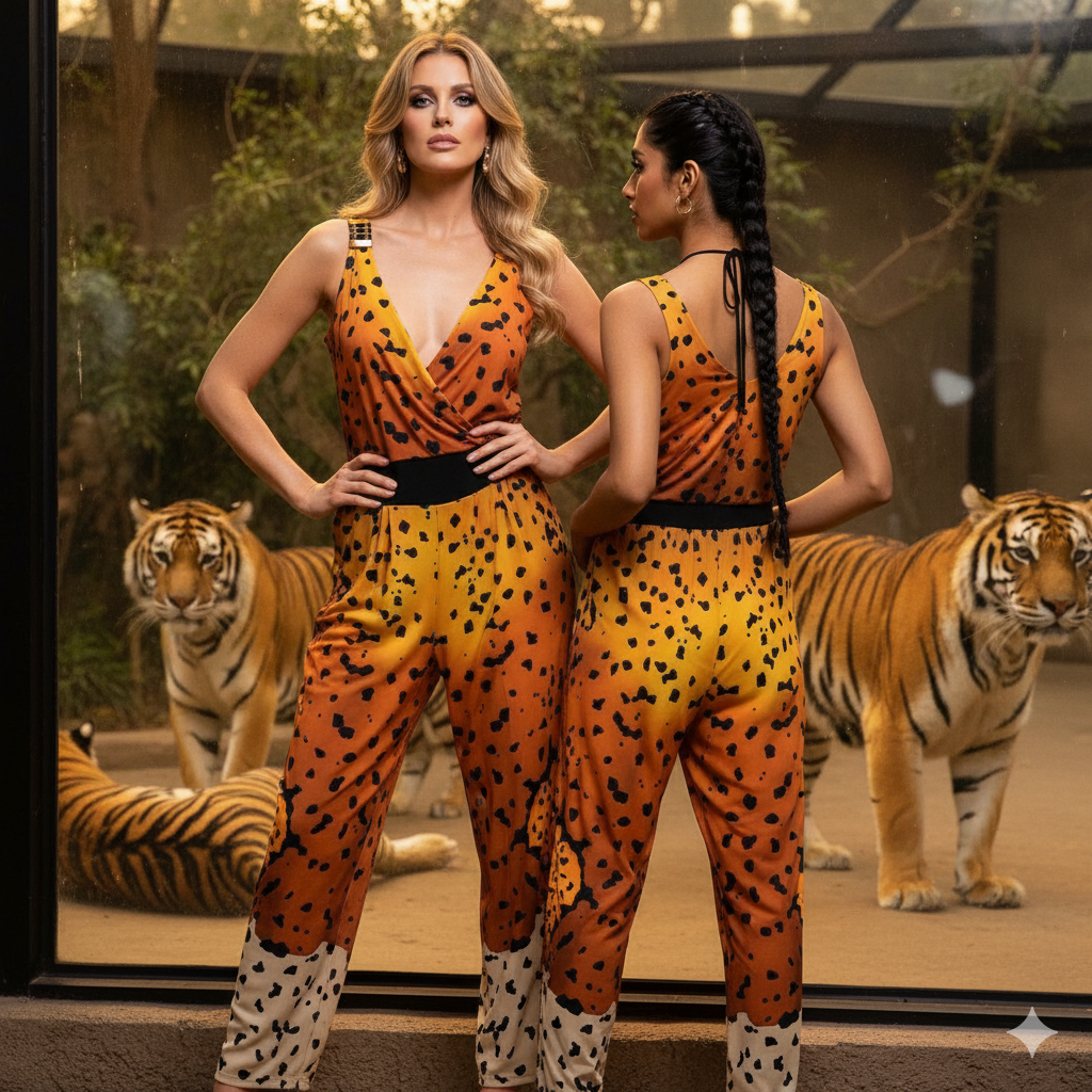 GENESE Jumpsuit Stretch Tiger Printed.