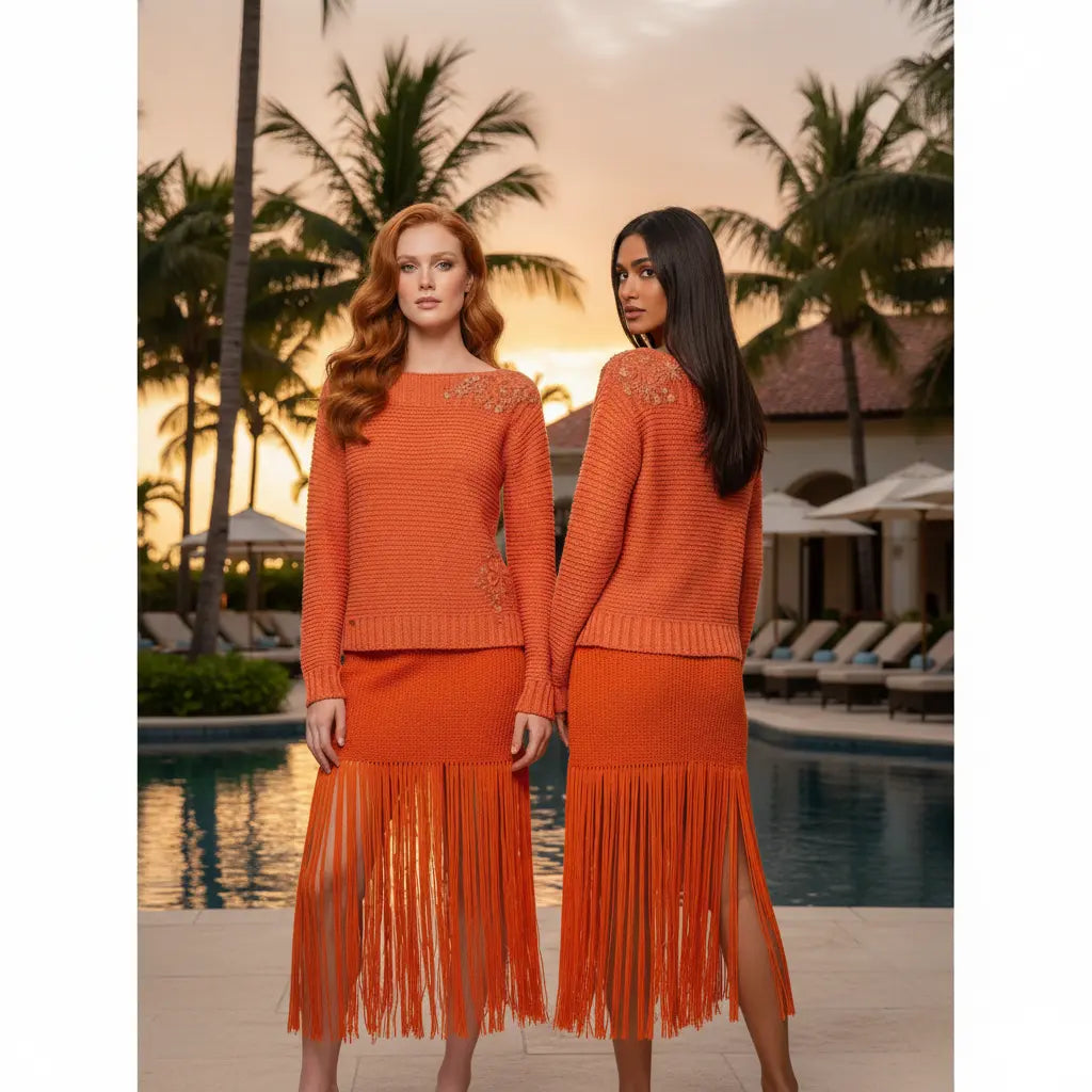 Hand-Made Skirt with Monica Magni Hand-Made Top SET. Marcella Acosta Couture Collection