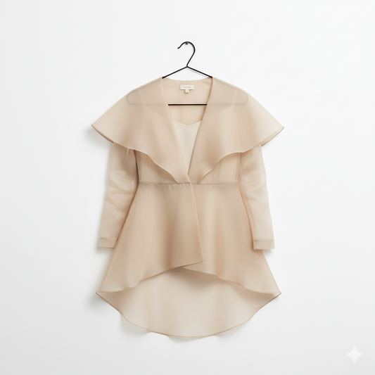 MA Beige Silk Taffeta Haute Couture Jacket.