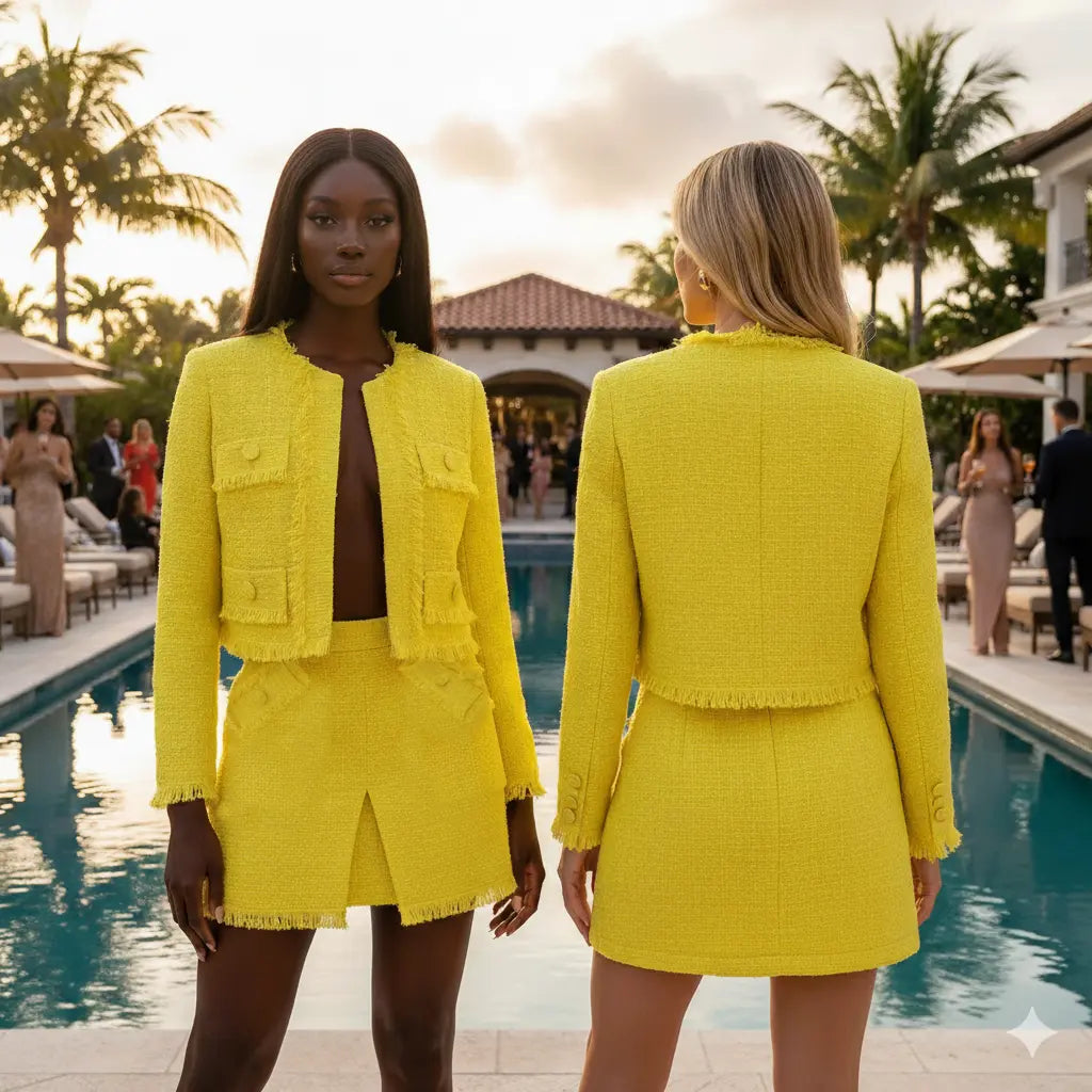 Yellow Jacket and Skirt SET. Marcella Acosta Couture Collection