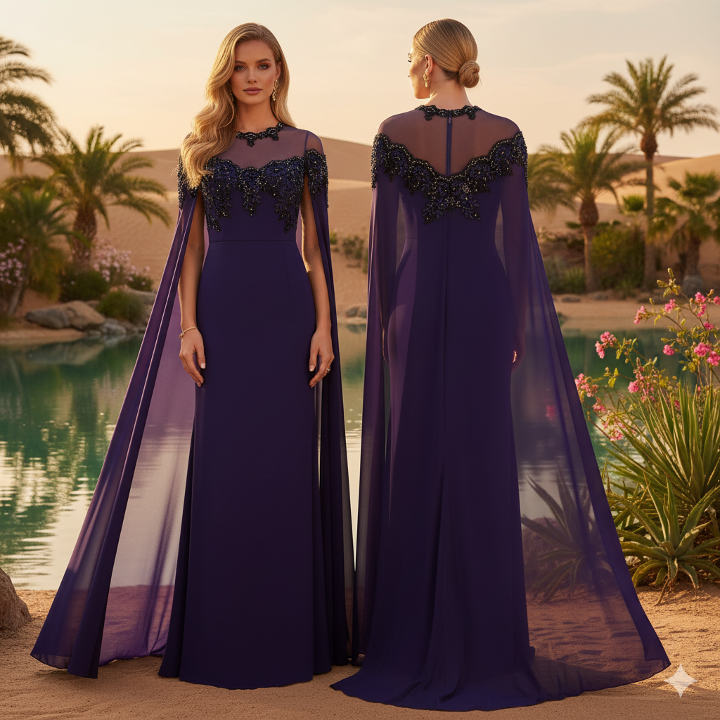 GENESE Purple Gown Hand Embroidered Haute Couture.