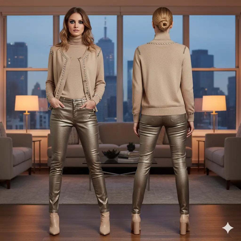 Turtle Neck Sweater Stone Beige + Sweater Marcella Acosta Couture Collection