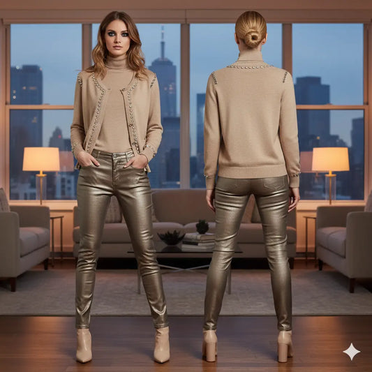 Turtle Neck Sweater Stone Beige + Sweater Marcella Acosta Couture Collection