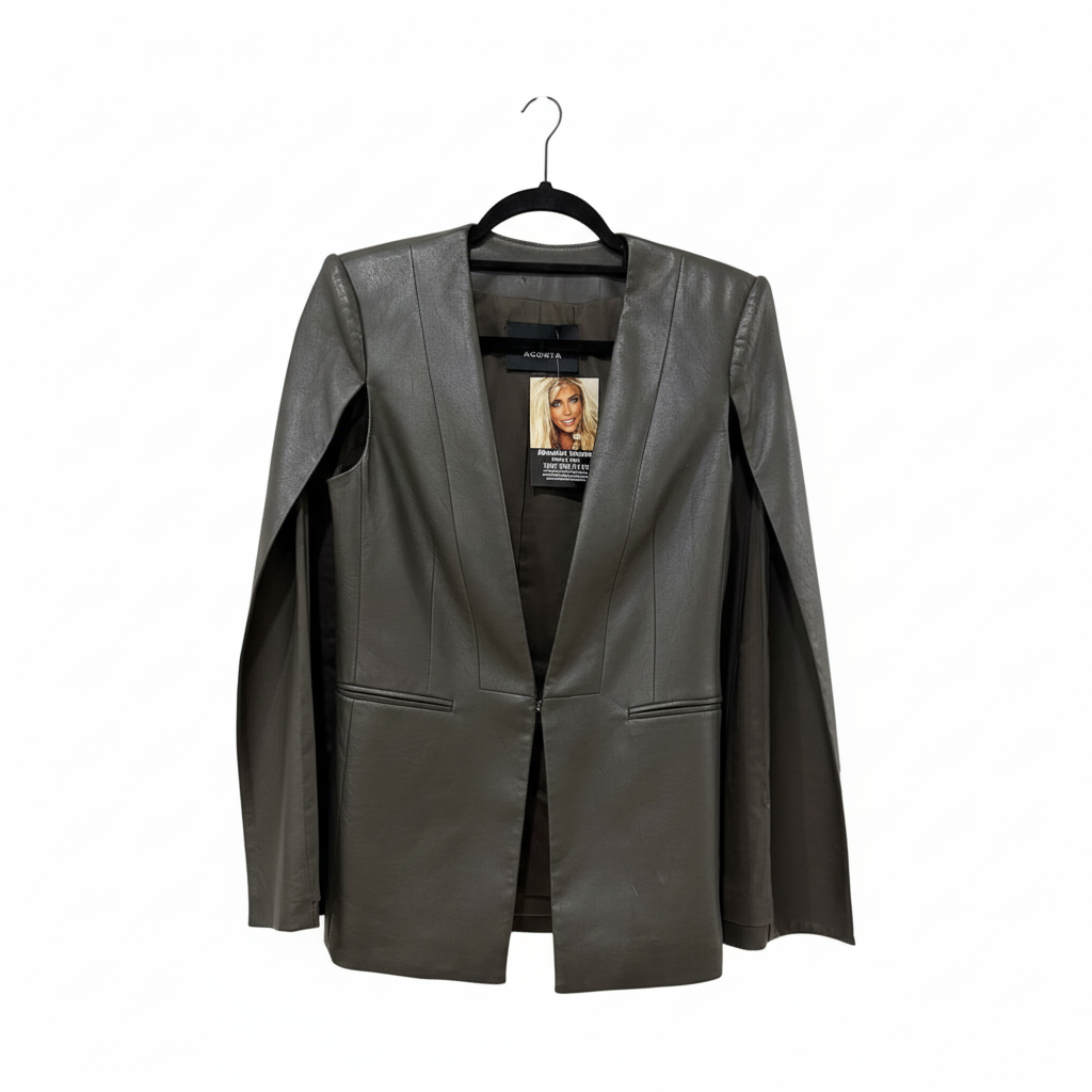 Tensione . White Top and Marcella Acosta Long Skirt with Jacket Leather Cape SET.