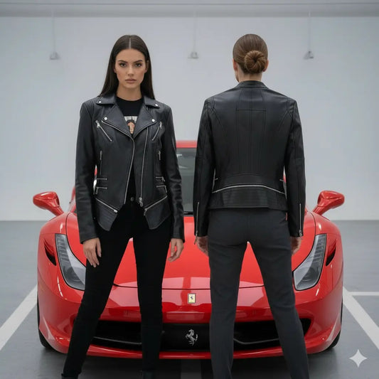 Black Faux Leather Zipper Marcella Acosta Couture Collection