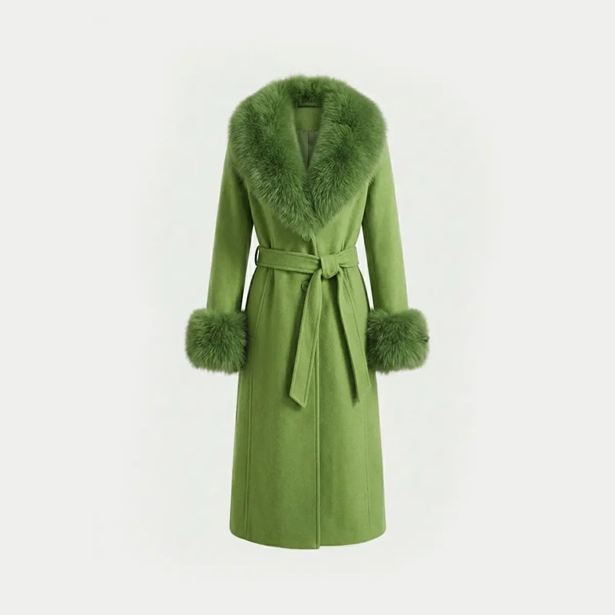 Green Alpaca and Fox Coat Marcella Acosta Couture Collection