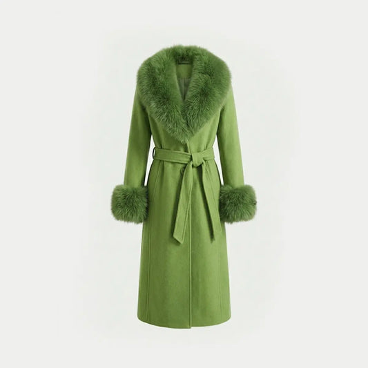 Green Alpaca and Fox Coat Marcella Acosta Couture Collection