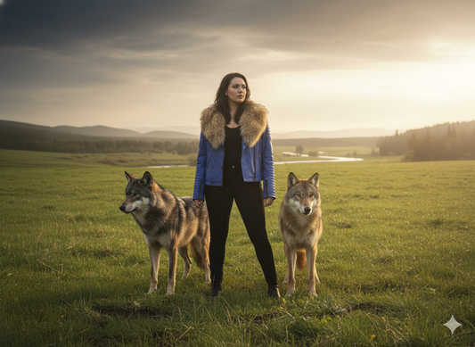 Blue Leather and Fox Jacket