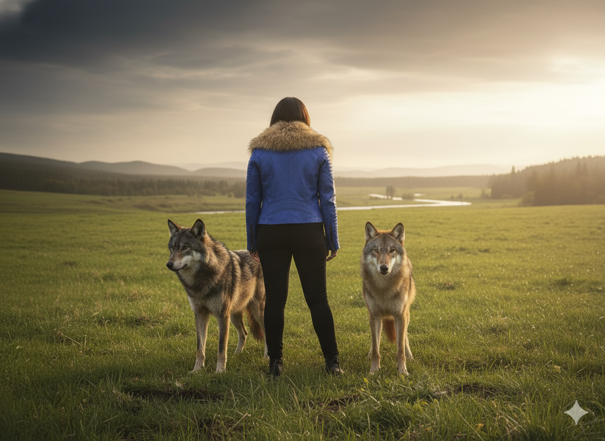 Blue Leather and Fox Jacket