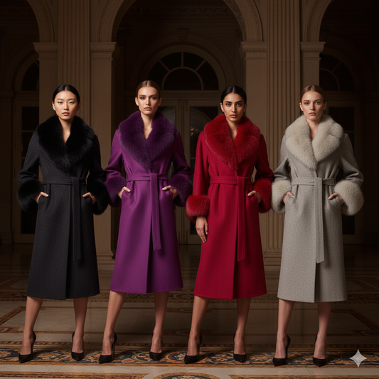 Marcella Acosta Alpaca and Fox Coat (Black, Purple, Red, Beige)