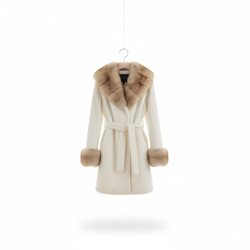 Marcella Acosta Real Fox and Alcantara Big White Coat