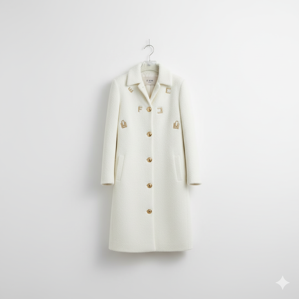 Elisabetta Franchi White Alcantara Fur Jacket