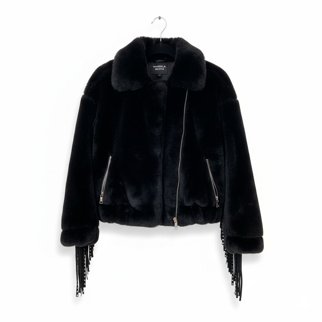 Marcella Acosta Faux Fox Fur Black Jacket