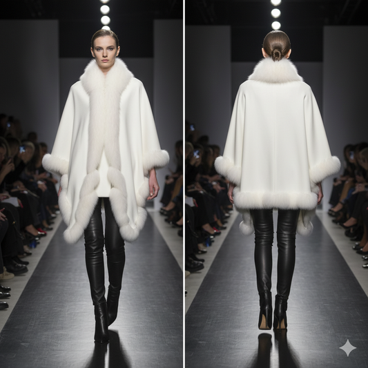 Marcella Acosta White Alcantara and Fox Cape