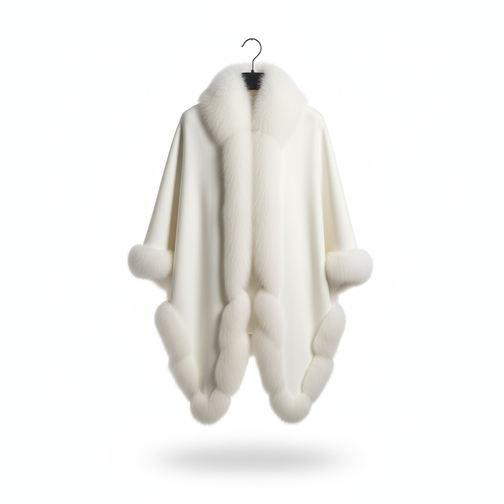 Marcella Acosta White Alcantara and Fox Cape