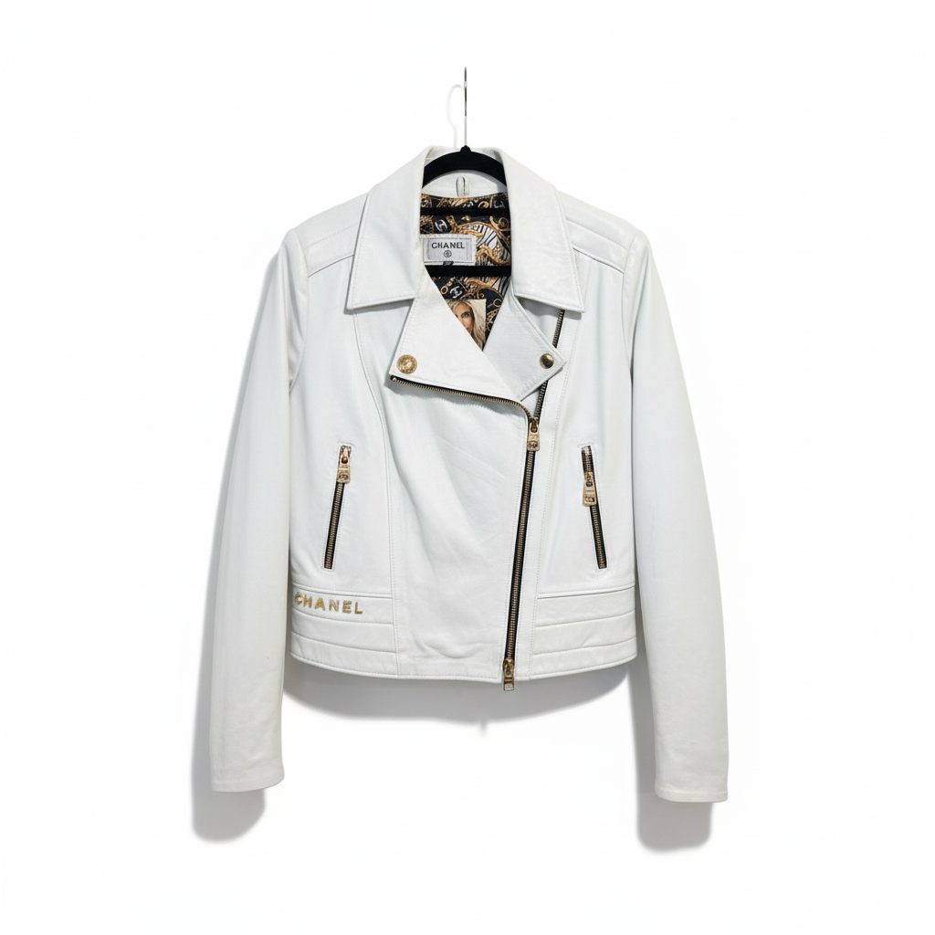 Chanel White Leather Sample Jacket