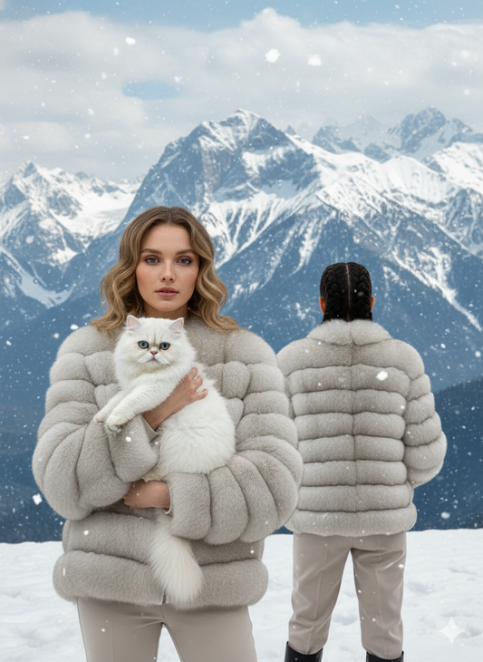 Christina Lonely White Fox Fur Jacket