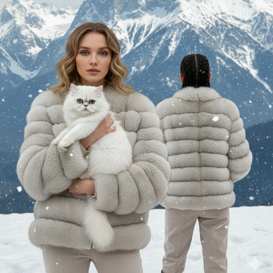 Christina Lonely White Fox Fur Jacket