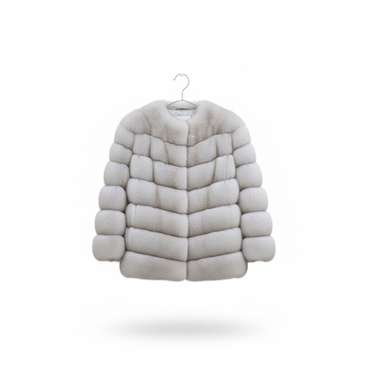 Christina Lonely White Fox Fur Jacket