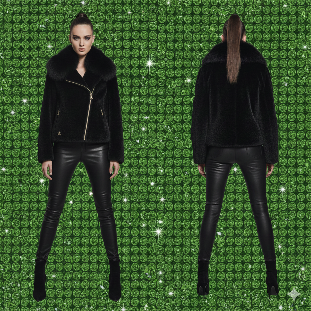 Chanel Sample Black Fur with Fox