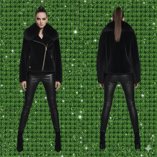 Chanel Sample Black Fur with Fox