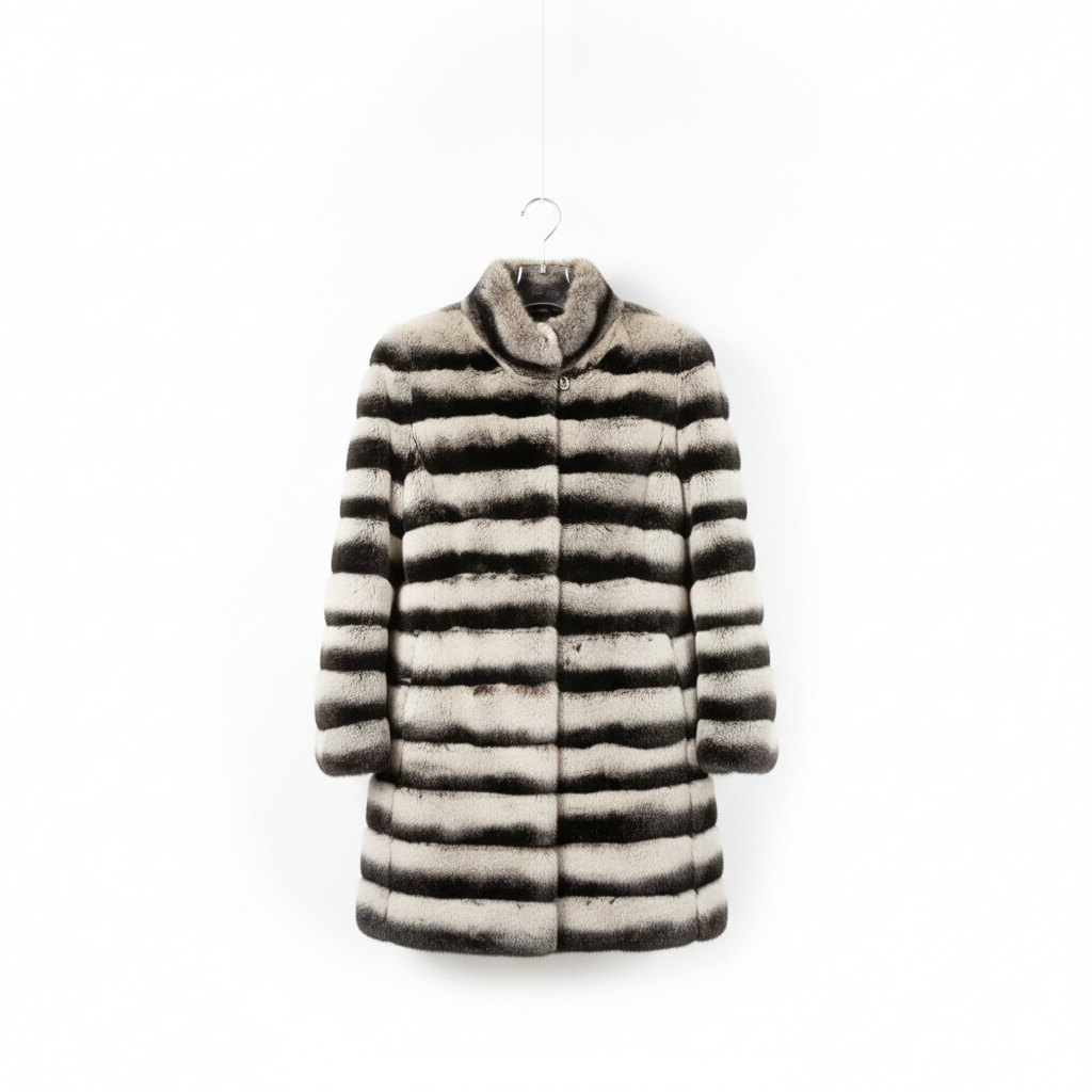 Chinchilla Long Jacket Black and White