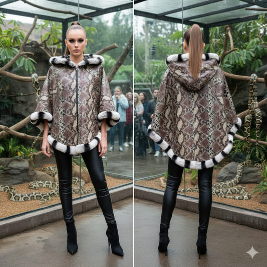 Chinchilla Zipper Printed Snake Leather . Reversible