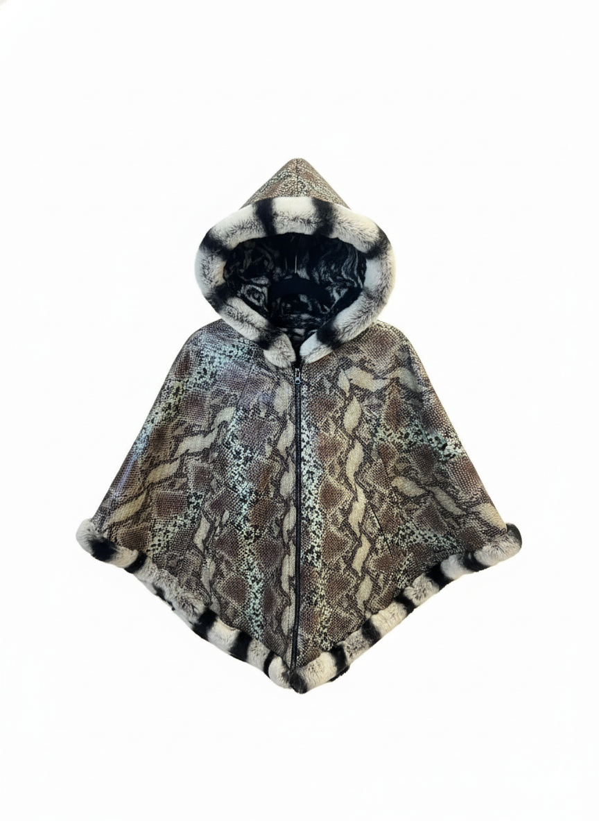 Chinchilla Zipper Printed Snake Leather . Reversible