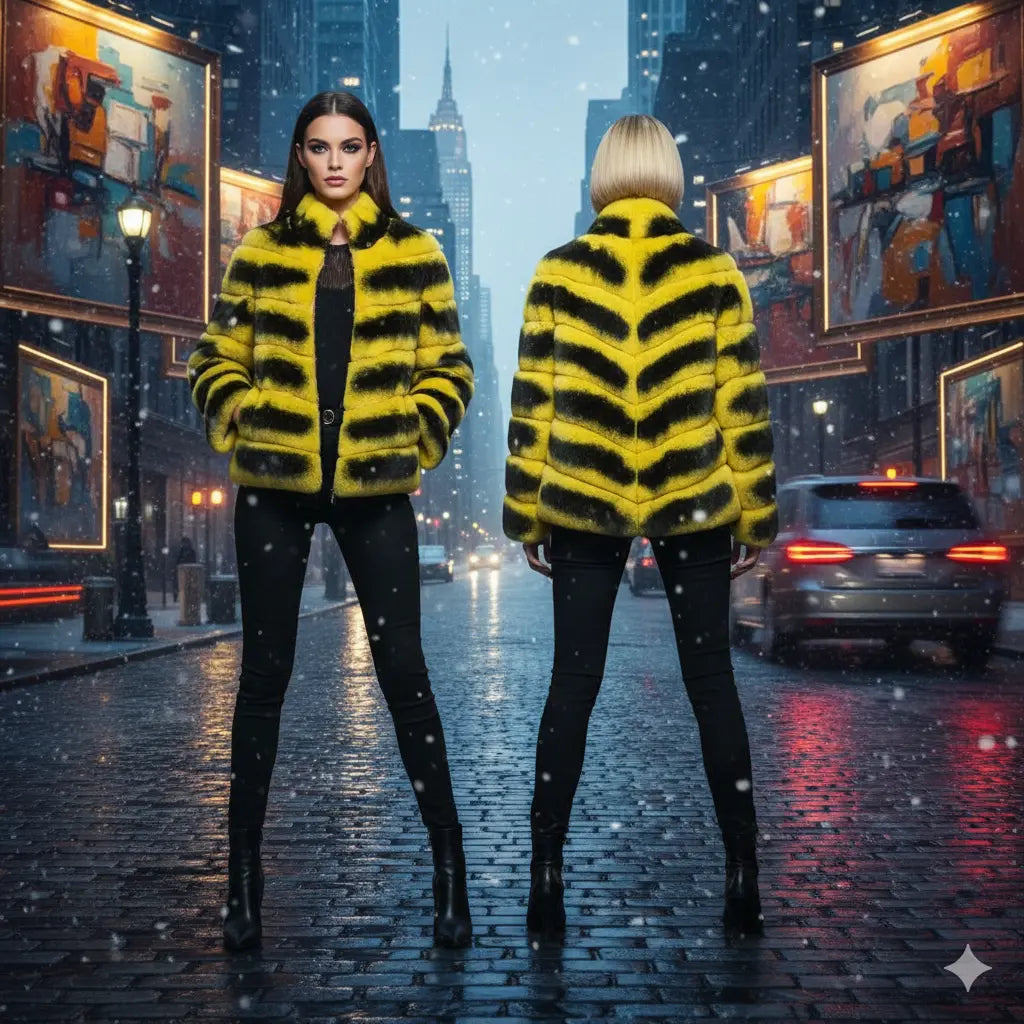 Chinchilla Yellow Jacket Marcella Acosta Couture Collection