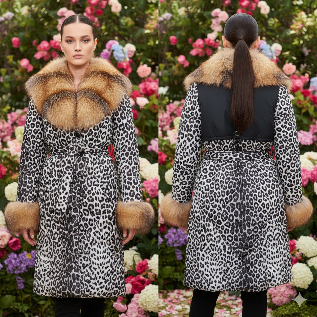 Fox Black and White Tiger Printed Coat