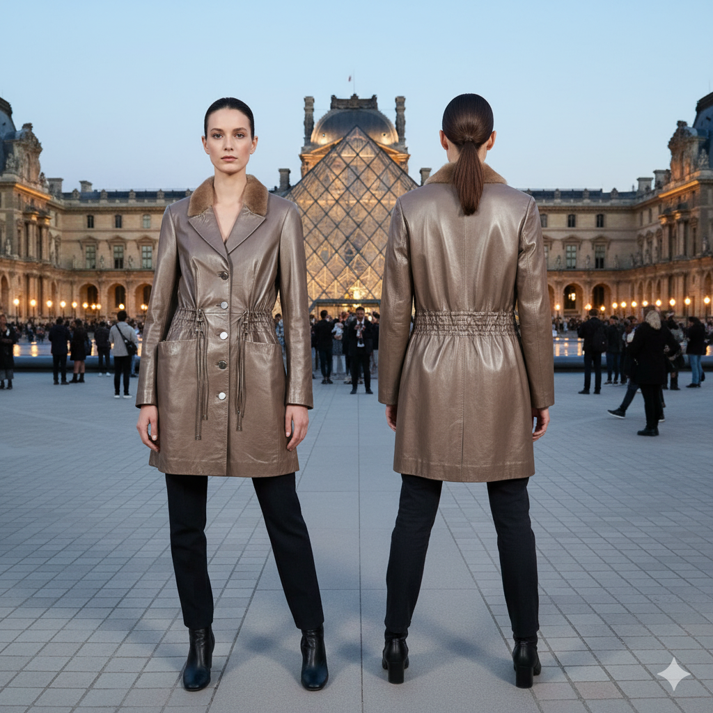 SHUDEM Beige  Leather and Mink Jacket