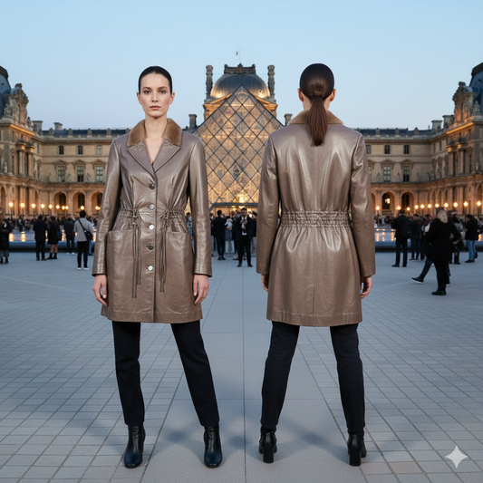 SHUDEM Beige  Leather and Mink Jacket