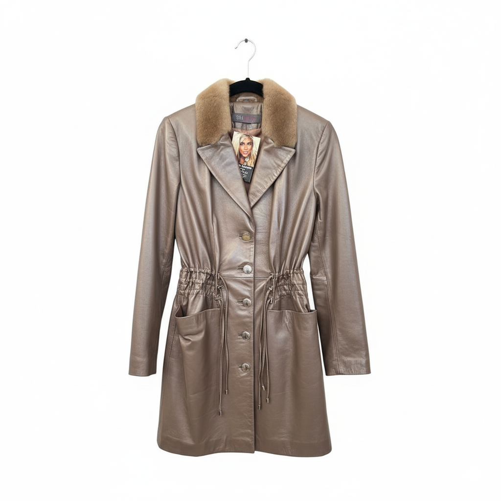 SHUDEM Beige  Leather and Mink Jacket
