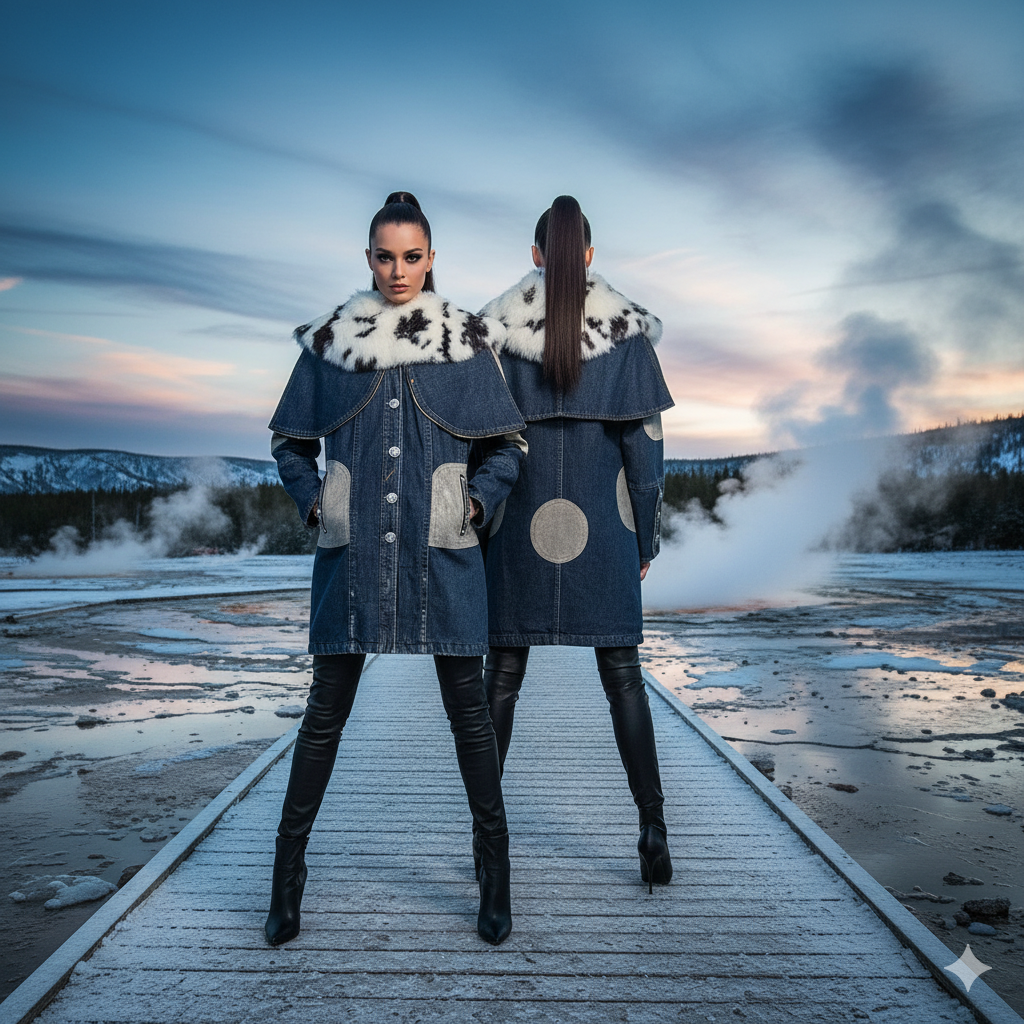 Fiorella 3/4 Jean, Fur, and Leather Jacket