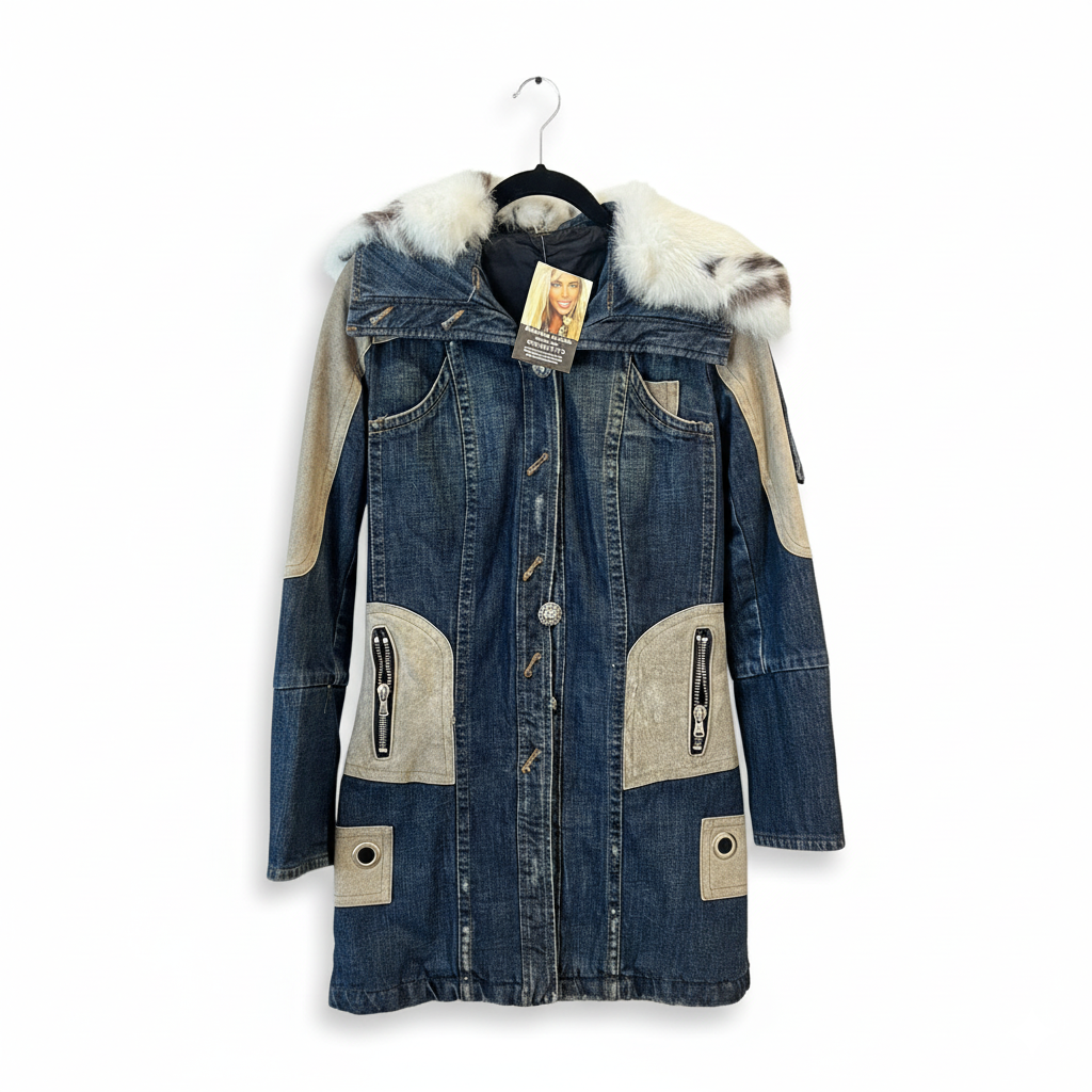 Fiorella 3/4 Jean, Fur, and Leather Jacket