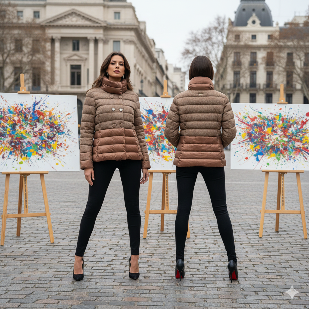 SNOWSECRET Beige and Light Brown Jacket