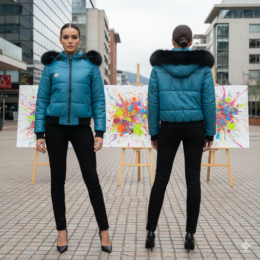 Moncler Leather Fox Fur Neck Sample Jacket