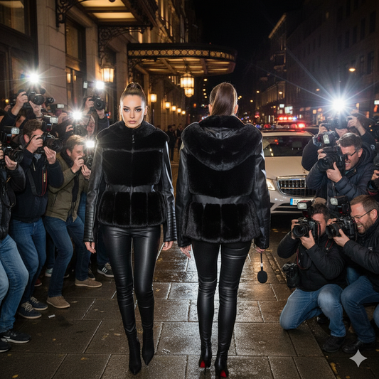 NO SECRETS Milano Black Fur and Faux Leather Jacket