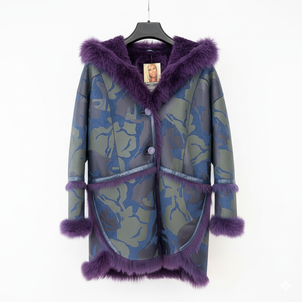 Reversible Camouflage Printed Jacket Hand-Painted With Fox Inside