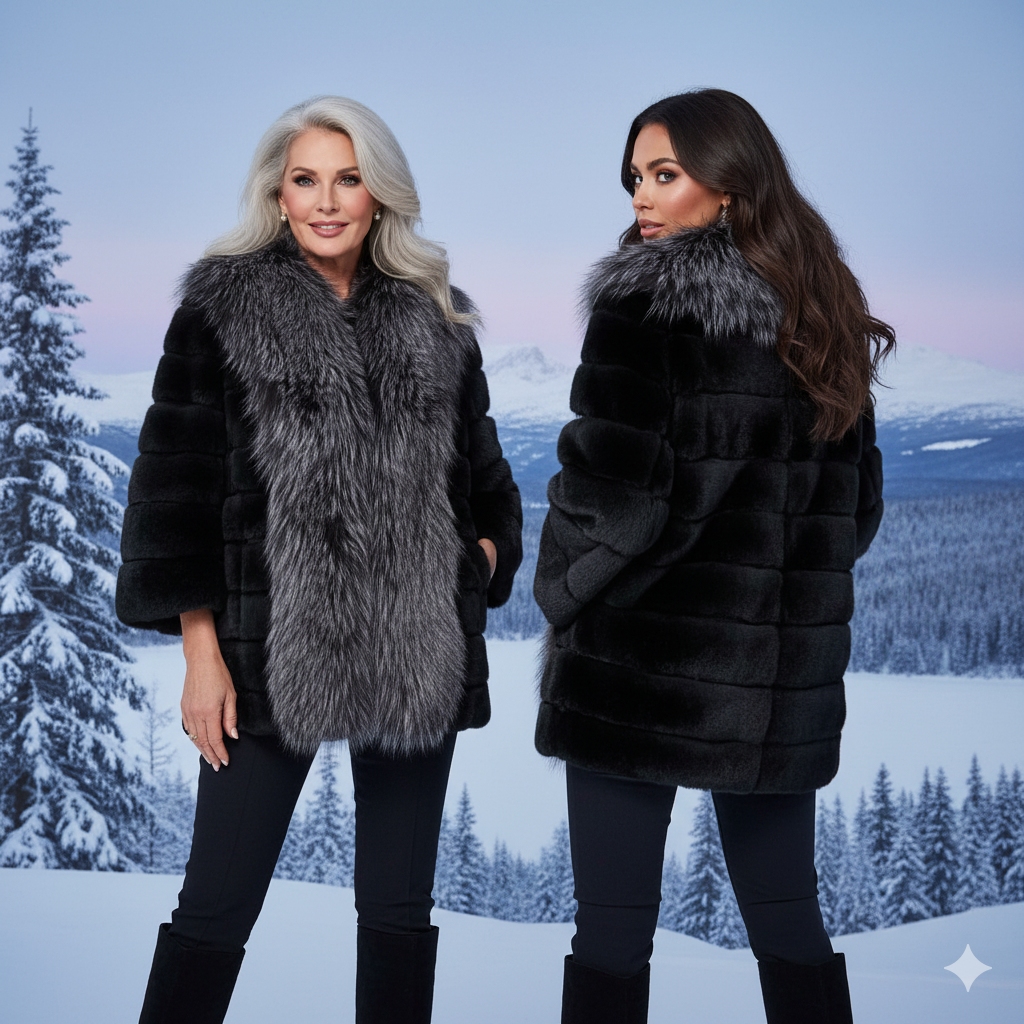 Black and Grey Fox Jacket . Marcella Acosta