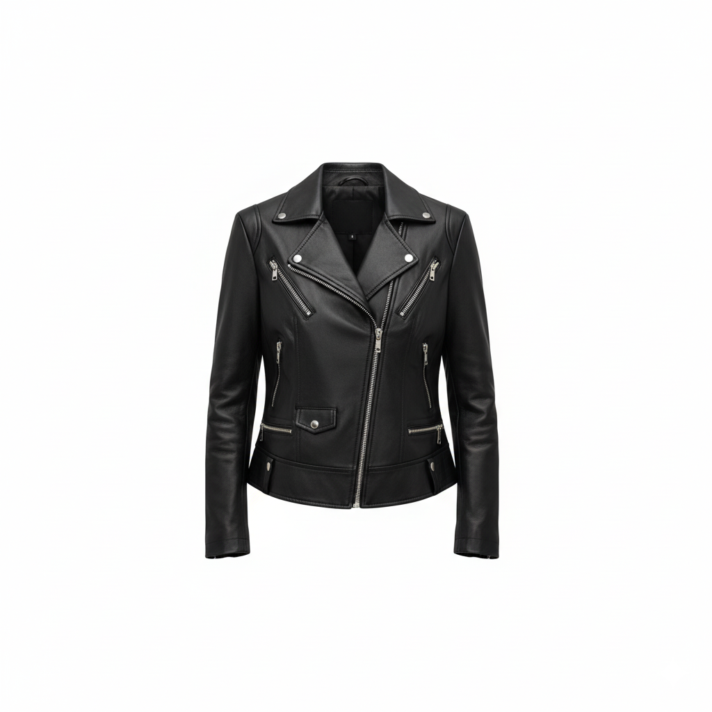 MACOMETINA Black Faux Leather Zipper