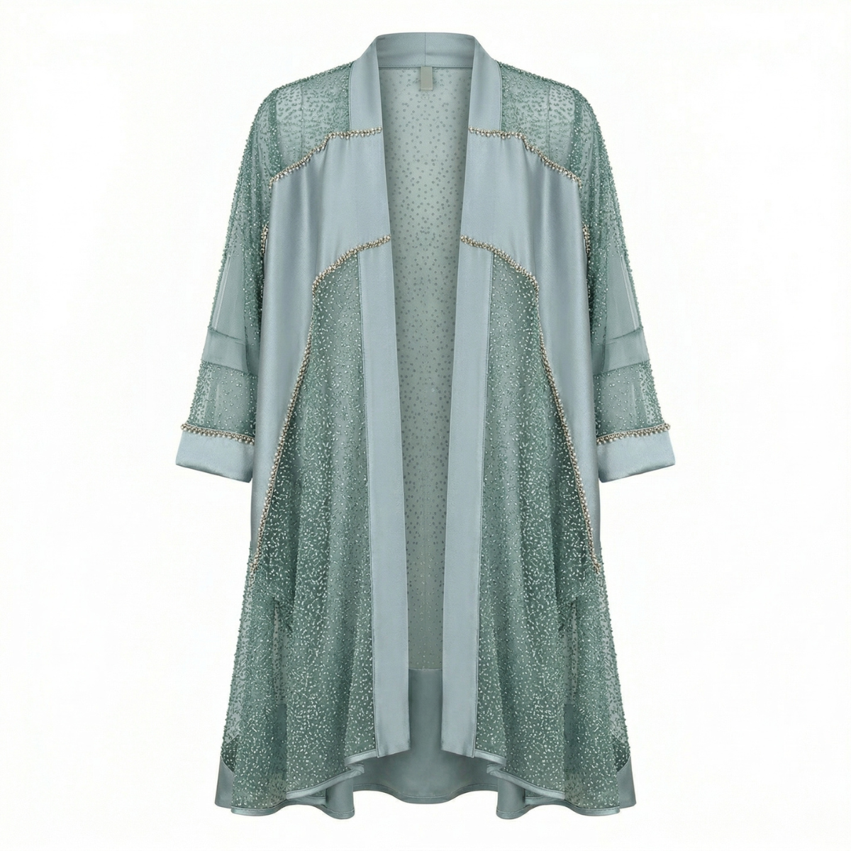 Blue Kimono in Silk Full of Diamonds with Top