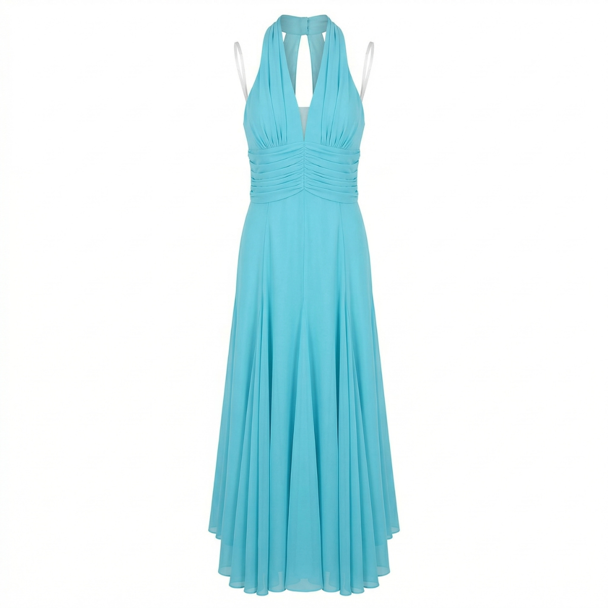 Silk Chiffon Blue Long Gown