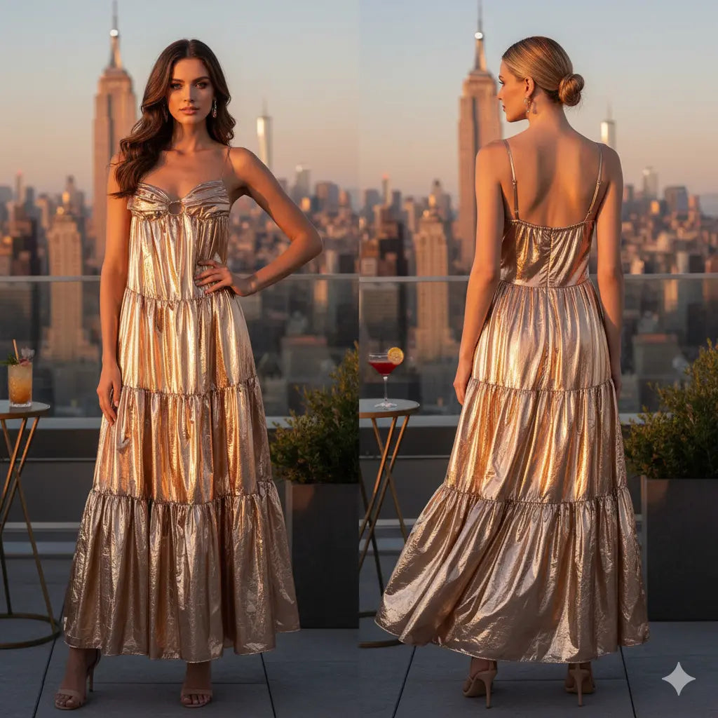 Long Dress Gold Rose Marcella Acosta Couture Collection