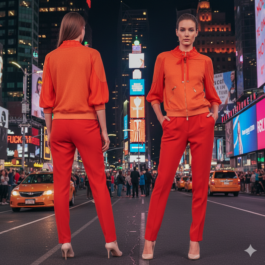 VDP Orange Jacket Top and Silk Pants