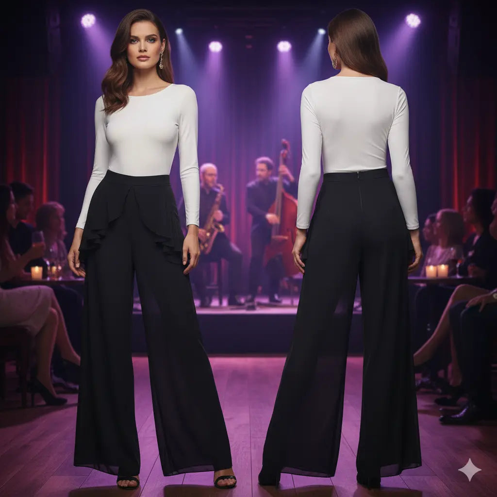 Black Chiffon Pants Marcella Acosta Couture Collection